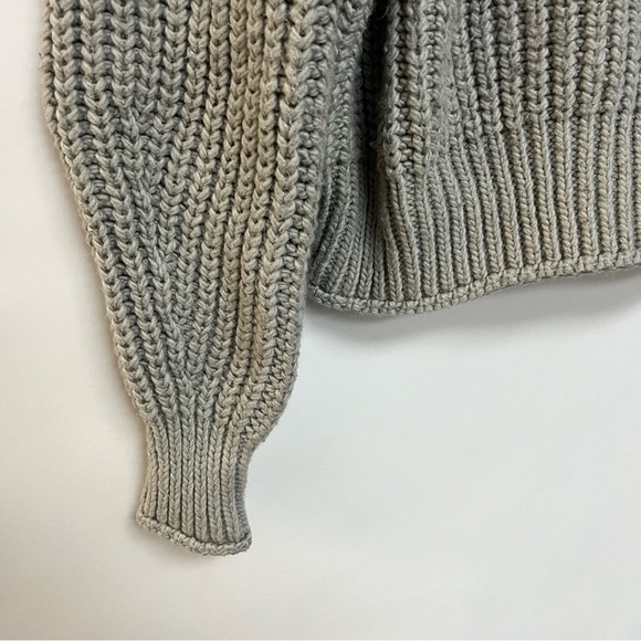 H&M Chunky Knit Turtleneck Sweater Slate Gray Cropped Funnel Neck Medium - Picture 6 of 10